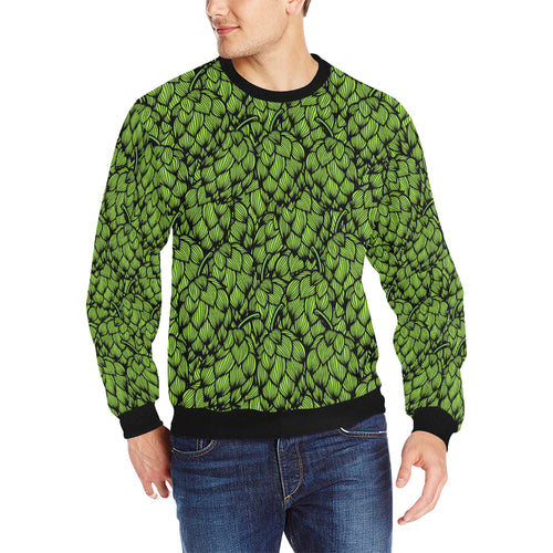 Green hop pattern Men's Crew Neck Sweatshirt