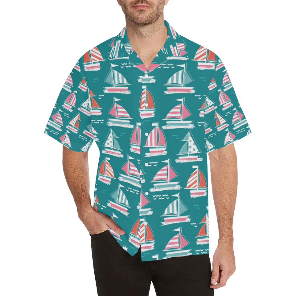 Cute sailboat pattern Men's All Over Print Hawaiian Shirt