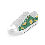 Durian pattern green background Men's Low Top Shoes White
