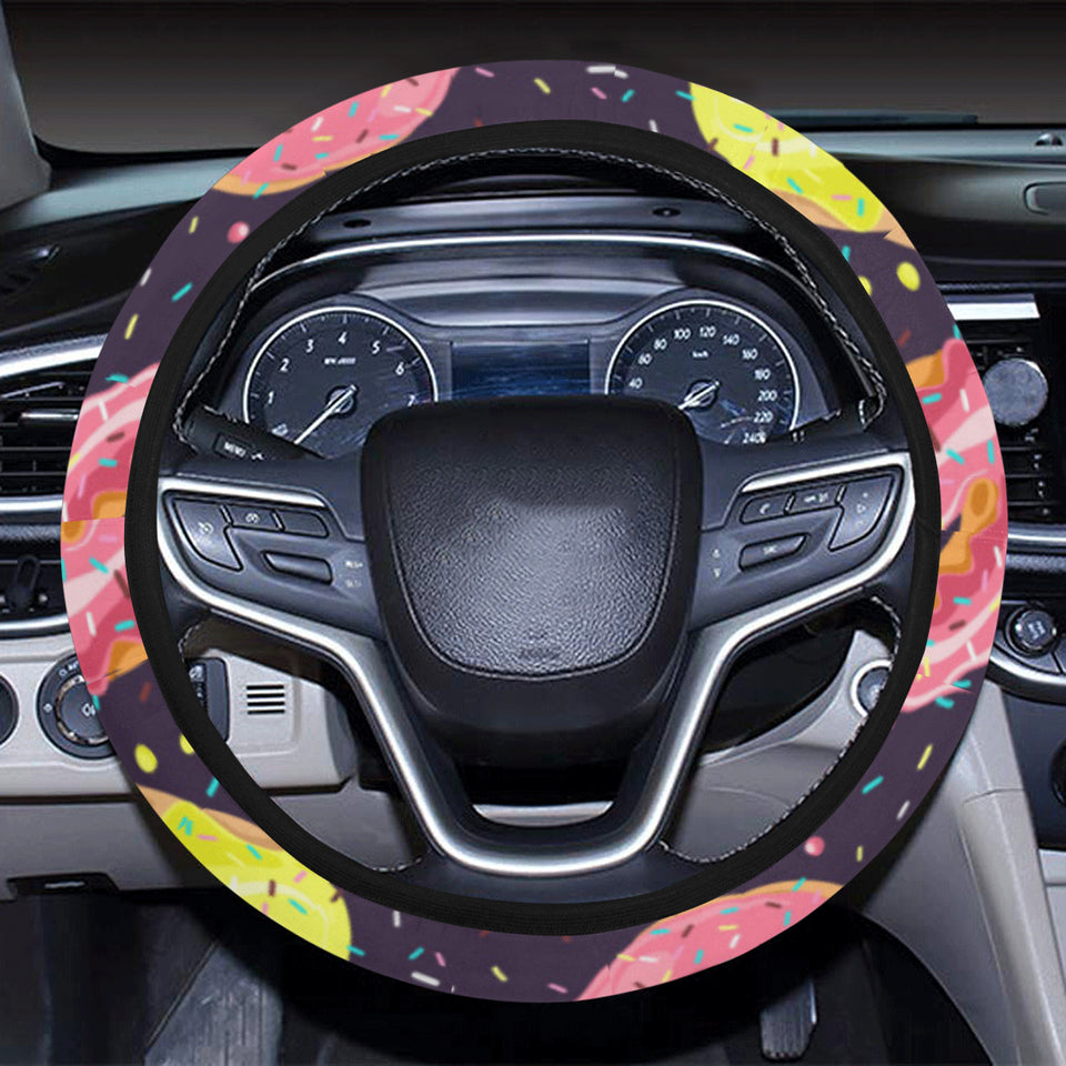 Colorful donut glaze pattern Car Steering Wheel Cover