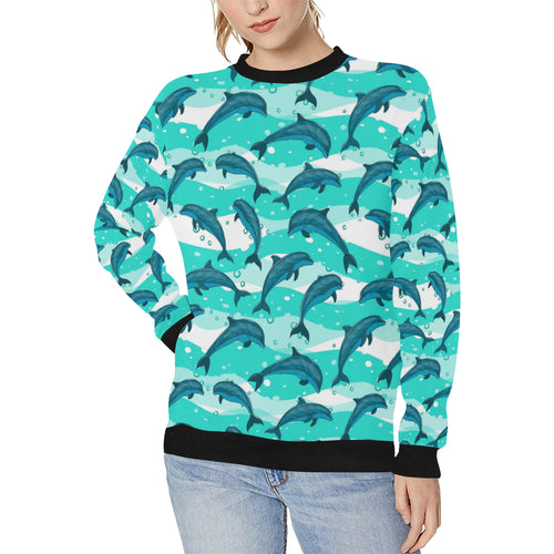 Dolphin sea pattern Women's Crew Neck Sweatshirt