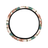 Peacock tropical flower pattern Car Steering Wheel Cover