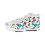 Dragonflies ginkgo leaves pattern Women's High Top Canvas Shoes White