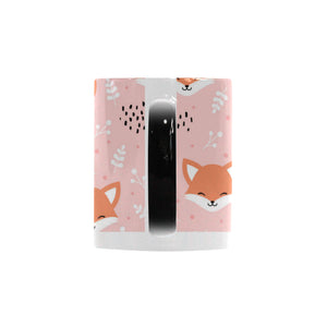 Cute fox pattern pink background Morphing Mug Heat Changing Mug