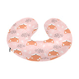 Cute fox pattern pink background U-Shaped Travel Neck Pillow