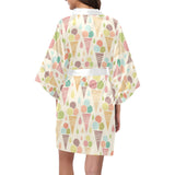 Ice cream cone pattern Women's Short Kimono Robe