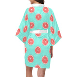 Grapefruit green background Women's Short Kimono Robe