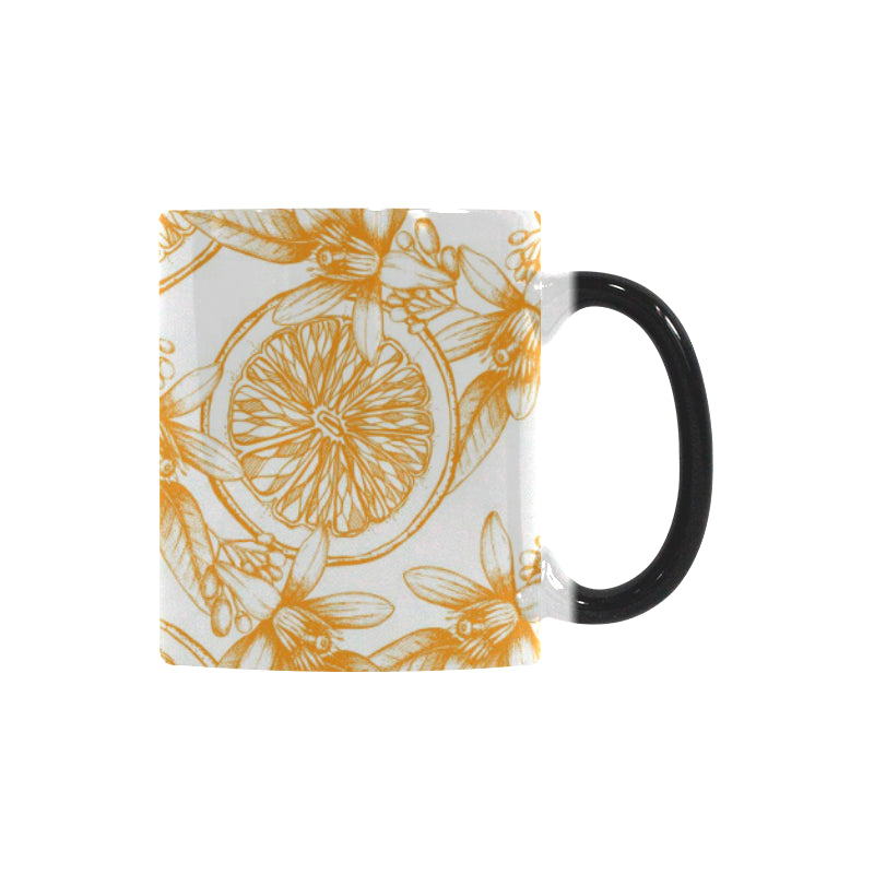 hand drawn orange fruit pattern Morphing Mug Heat Changing Mug