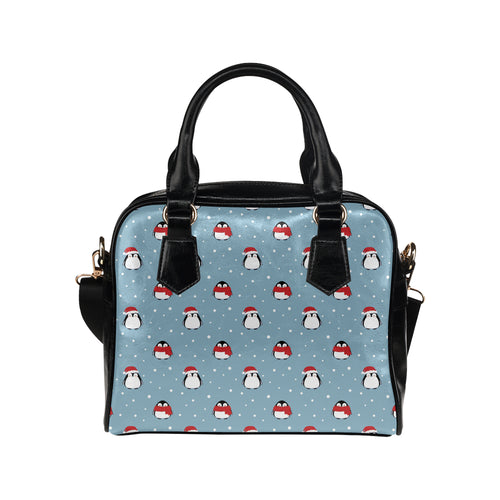 Cute penguin christmas snow pattern Shoulder Handbag