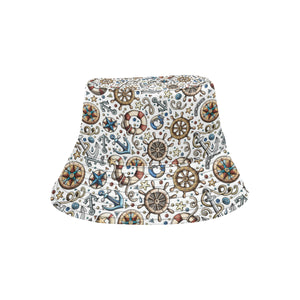 Cute nautical steering wheel anchor pattern Unisex Bucket Hat