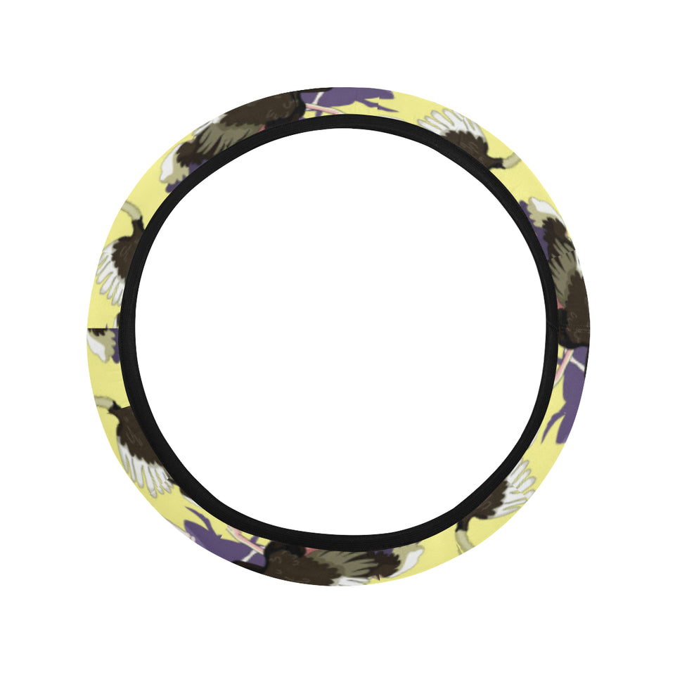 Ostrich Pattern Print Design 04 Car Steering Wheel Cover