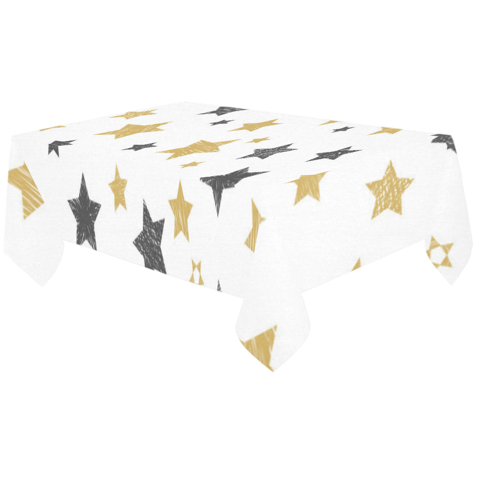hand drawn gold black star pattern Tablecloth