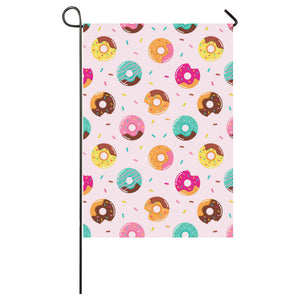 Donut pattern glaze pink background House Flag Garden Flag