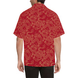 Gold dragons red background Men's All Over Print Hawaiian Shirt