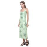 broccoli sketch pattern V-Neck Open Fork Long Dress