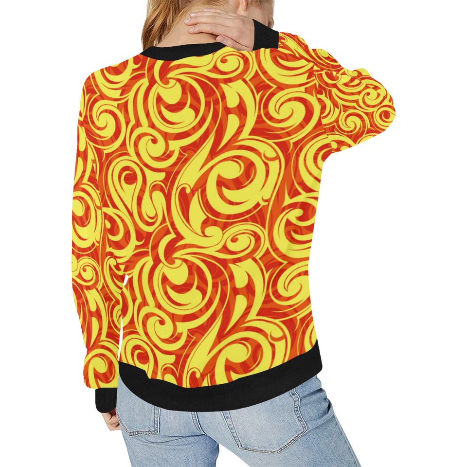 Fire flame design pattern Women's Crew Neck Sweatshirt