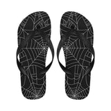 Spider web pattern Black background white cobweb Unisex Flip Flops