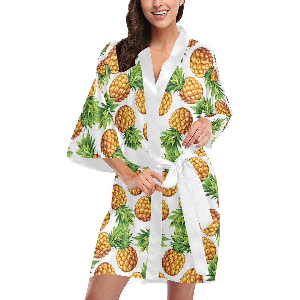 Pineapples design pattern Women's Short Kimono Robe