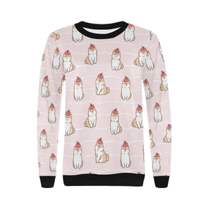 Cute Shiba Inu Dog Apple pattern Women's Crew Neck Sweatshirt