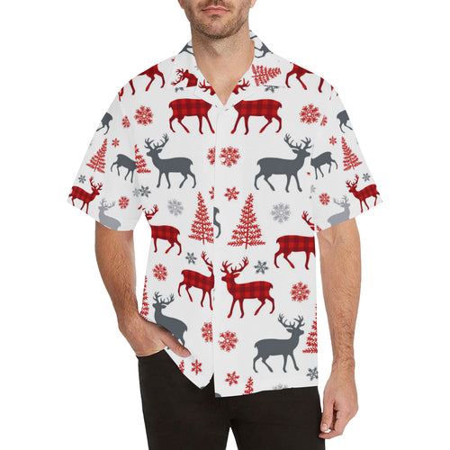 Deer tree snowflakes chrismas pattern Men's All Over Print Hawaiian Shirt