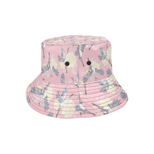 Japanese crane rose pattern Unisex Bucket Hat