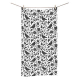 Crow dark floral pattern Bath Towel