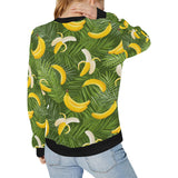 Banana Palm Leaves pattern Women's Crew Neck Sweatshirt