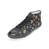Colorful star pattern Women's High Top Canvas Shoes Black