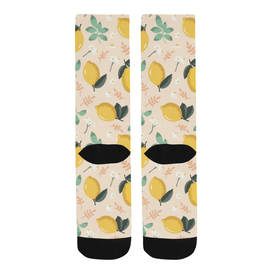 lemon flower leave pattern Crew Socks