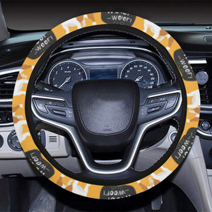 English Bulldog Pattern Print Design 04 Car Steering Wheel Cover