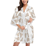 Hand drawn pizza pattern Women's Short Kimono Robe