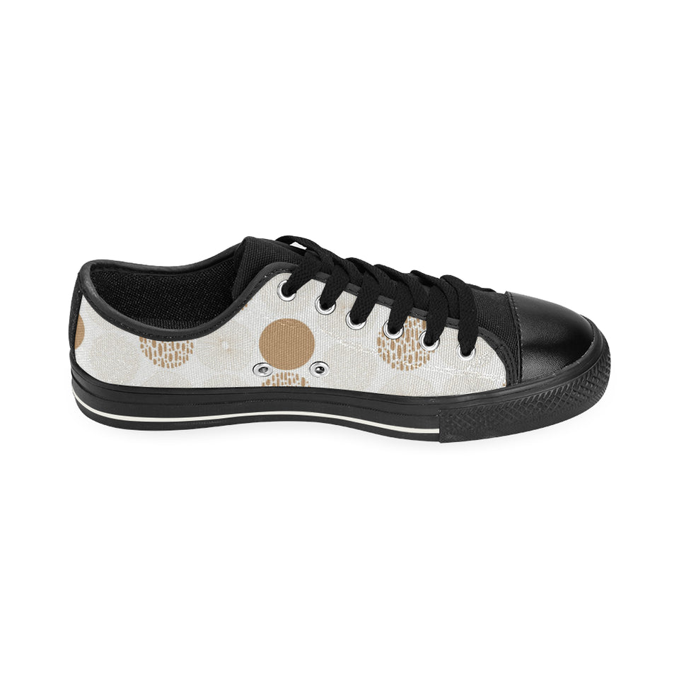 Gold Texture mushroom pattern Men's Low Top Canvas Shoes Black
