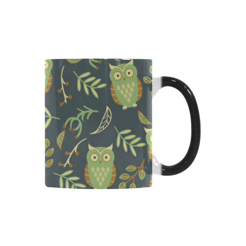 Cute owls leaves pattern Morphing Mug Heat Changing Mug