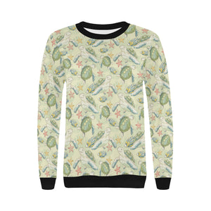 Hand drawn sea turtle fish pattern Women's Crew Neck Sweatshirt