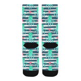 Cute octopuses heart striped background Crew Socks