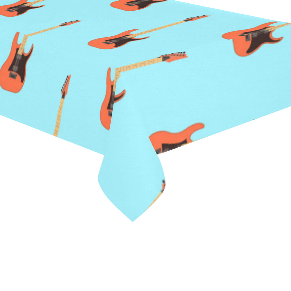 electric guitar pattern light blue background Tablecloth