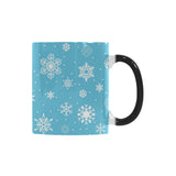 Snowflake pattern blue background Morphing Mug Heat Changing Mug