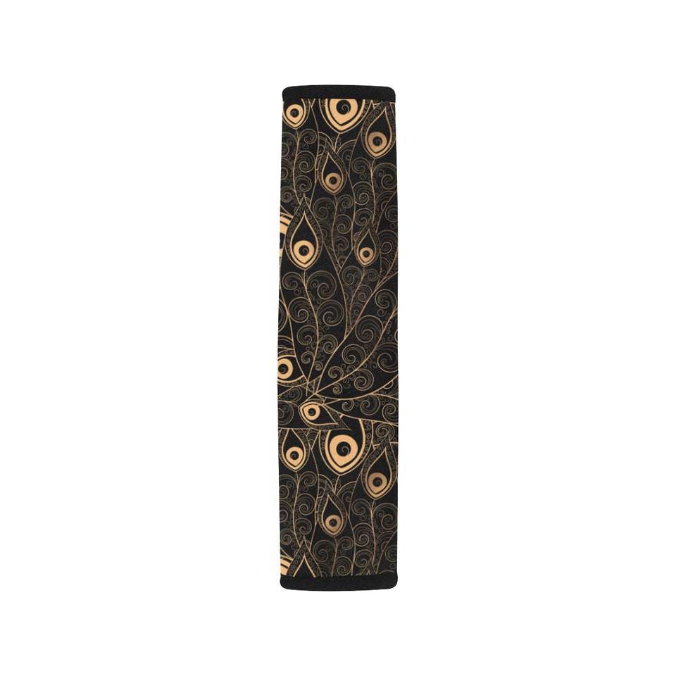 Gold peacock feather pattern Car Seat Belt Cover