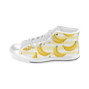 Banana pattern blackground Men's High Top Canvas Shoes White