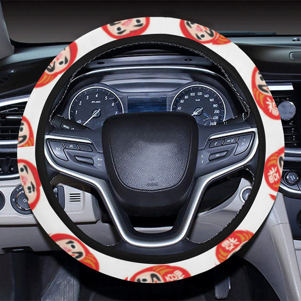 Daruma japanese wooden doll pattern Car Steering Wheel Cover