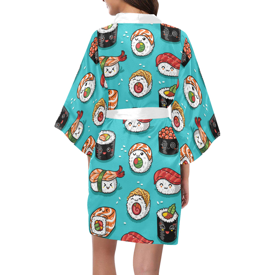 Cute sushi pattern Women's Short Kimono Robe
