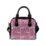 Chameleon lizard pattern pink background Shoulder Handbag