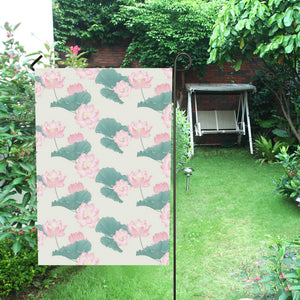 Pink lotus waterlily leaves pattern House Flag Garden Flag