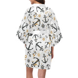 Anchors Rudders pattern Women's Short Kimono Robe