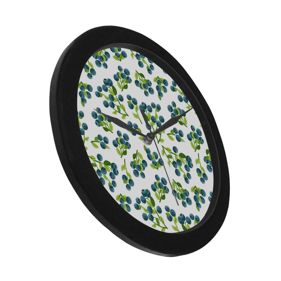 blueberry white background Elegant Black Wall Clock