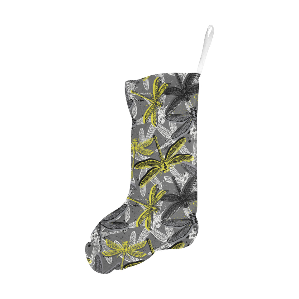 Hand drawn dragonfly pattern Christmas Stocking