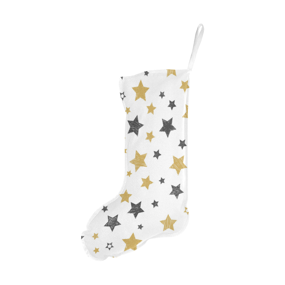 hand drawn gold black star pattern Christmas Stocking