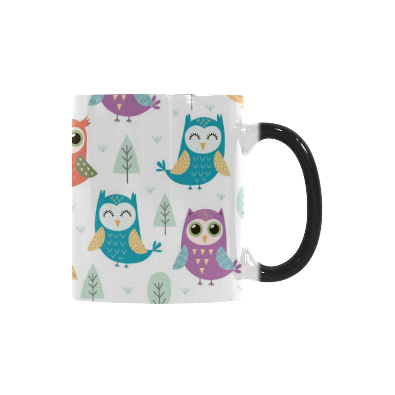 Cute owl pattern Morphing Mug Heat Changing Mug