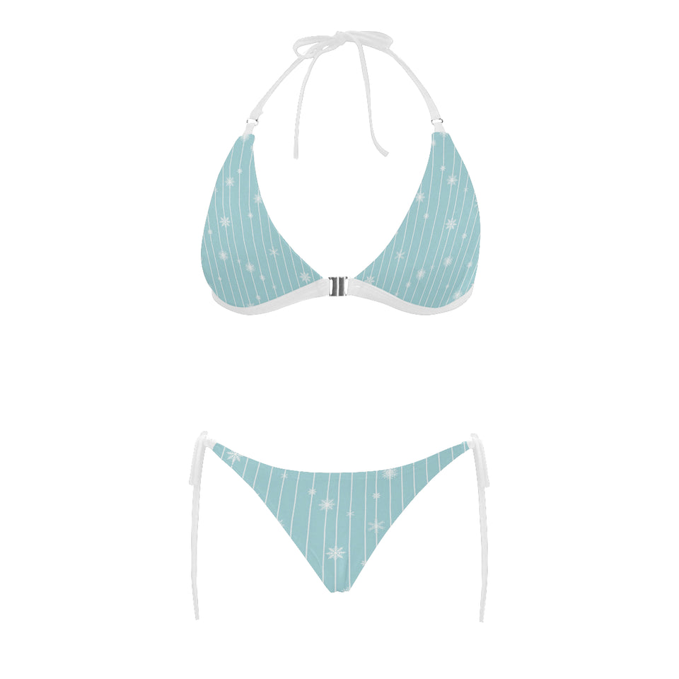 Snowflake pattern blue stripe background Sexy Bikinis Two-Piece Swimsuits