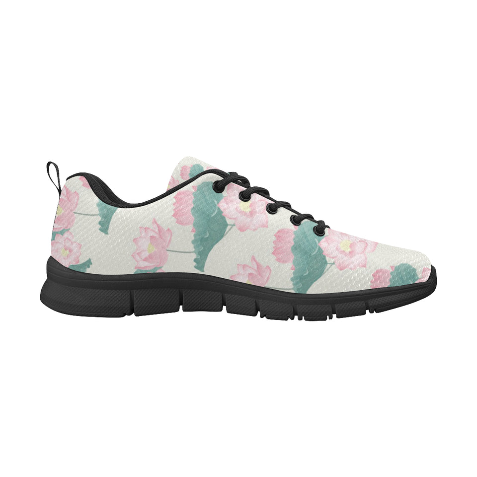 Pink lotus waterlily leaves pattern Men's Sneaker Shoes